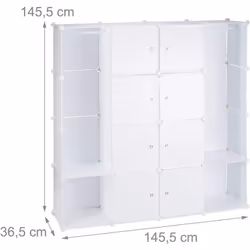 Armadio a cubo modulare • Dimensioni in 4 x 4 AxLxP: 145,5 x 145,5 x 36,5 cm • Dimensioni per cubo AxLxP: 35 x 35 x 35 cm • D ...