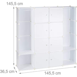 Mobile portaoggetti in plastica con ripiano guardaroba con ante e asta 145 cm bianco
