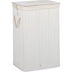 Helloshop26 - Portabiancheria rettangolare con sacco in cotone 65,5 cm bambù bianco