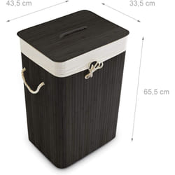 Helloshop26 - Portabiancheria rettangolare con sacco in cotone 65,5 cm bambù nero