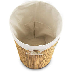 Helloshop26 - Cesto portabiancheria pieghevole pieghevole con sacco in cotone 80 litri rotondo bambù natura