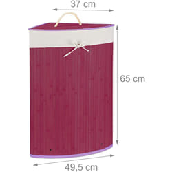 Helloshop26 - Cesto portabiancheria pieghevole pieghevole con borsa triangolare 65 cm bambù viola