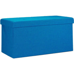 Sgabello panca pouf pieghevole contenitore poggiapiedi 76 cm lino blu