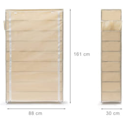 Helloshop26 - Mobile scarpiera ripiano in tessuto con cerniera 161 cm beige