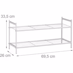 Dettagli della scarpiera • Dimensioni A x L x P: 33,5 x 69,5 x 26 cm • Distanza tra gli scomparti: 17,5 cm • Superficie di ap ...