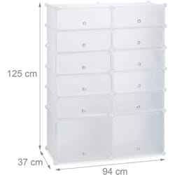 Scaffale per armadio scarpiera in plastica 12 scomparti 125 cm bianco