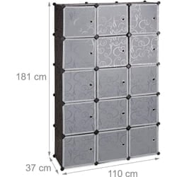 Helloshop26 - Mensola a cubo, contenitore per armadio, 11 scomparti, 2 aste in plastica nera