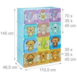 Helloshop26 - Scaffale portaoggetti per bambini, armadietto modulare in plastica, armadio per animali, blu