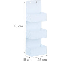Helloshop26 - Portaoggetti da bagno in tessuto da appendere alla parete, portaoggetti da appendere, 3 scomparti, 75 cm, bianco