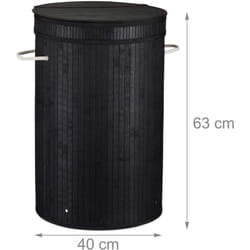 Helloshop26 - Portabiancheria rotondo con coperchio in bambù nero da 63 cm