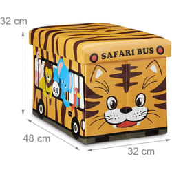 Helloshop26 - Scatola portagiochi sintetica con coperchio, sgabello pieghevole per bambini, arancione