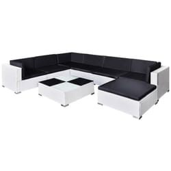 Helloshop26 - Mobili da giardino mobili da esterno Set di mobili da 8 pezzi con cuscini in resina intrecciata bianca