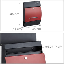 Helloshop26 - Cassetta postale da muro con scomparto per giornali nero rosso