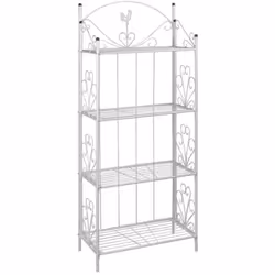 Questo scaffale a quattro livelli ha un'altezza di 153 centimetri. Il nostro scaffale bianco con motivi floreali attirerà l'a ...
