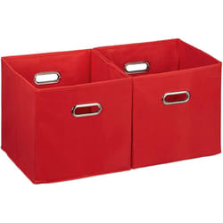 Helloshop26 - Set di 2 contenitori portaoggetti in tessuto rosso