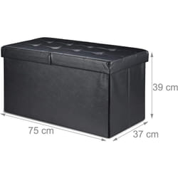 Helloshop26 - Panca con contenitore con coperchio in ecopelle 75 cm nera