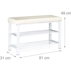 Helloshop26 - Panca porta scarpe sgabello sintetico per mobili 2 livelli bianco
