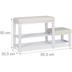 Helloshop26 - Panca da ingresso scarpiera panca sgabello 90,5 cm bianco
