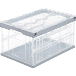Helloshop26 - Scatola di trasporto con coperchio pieghevole in plastica, scatola di trasporto, 60 litri, grigia