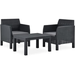 Mobili da giardino mobili da esterno Set di mobili da 3 pezzi con cuscini pp rattan antracite