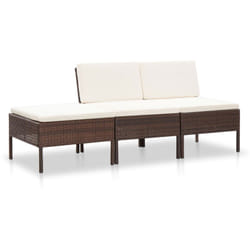 Mobili da giardino mobili da esterno Set di mobili da 3 pezzi con cuscini in resina intrecciata marrone