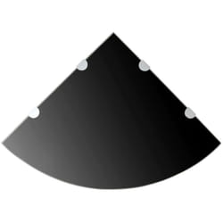 Helloshop26 - Mensola angolare di design con supporti cromati, vetro nero 45 x 45 cm