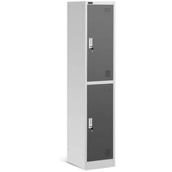 Helloshop26 - Armadio guardaroba 2 scomparti 2 ripiani portata 80 kg grigio