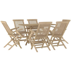 Helloshop26 - Mobili da giardino mobili da esterno set di mobili 7 pezzi in legno massello di teak grigio