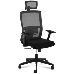 Helloshop26 - Poltroncina sedia ufficio seduta rete schienale poggiatesta portata massima 150 kg nero