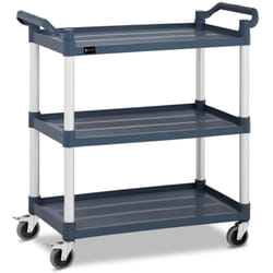 Carrello servizio cucina 3 vassoi su ruote - portata 150 kg grigio alluminio e plastica