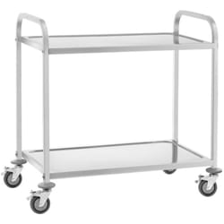 Carrello di servizio in acciaio - 2 ripiani - fino a 160 kg - 2 freni in acciaio