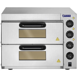Helloshop26 - Forno per pizza - 2 camere - Base Chamotte 3000 w Acciaio inox