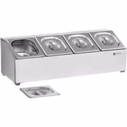 Griglia GN - 4 teglie GN 1/6 con coperchio La griglia è una soluzione moderna per conservare ingredienti e piatti da impiatta ...