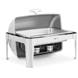 Helloshop26 - Scaldavivande buffet professionale candela scalda tè gn 1/1 8,5 l 2 fuochi rolltop coperchio ribaltabile (materiale: acciaio inox,