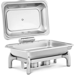 Scaldavivande professionale gn 1/1 fondo piatto (acciaio inox, vetro temperato, 8,5 l, 1 bacinella gn 1/1, manico cool touch, oblò, poggia mestolo)