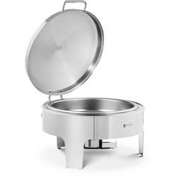 Helloshop26 - Scaldavivande professionale con fondo piatto (acciaio inox, 5,8 litri, dimensioni contenitore: φ 390 x 65 mm, manico cool touch)