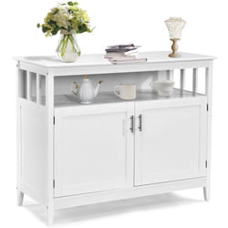 Credenza da cucina con 2 ante 114x51x91 cm moderna contenitore con ripiano regolabile per soggiorno sala da pranzo bianco