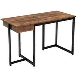 Helloshop26 - Scrivania per computer Cassetto da 120 cm Struttura in metallo Poggiapiedi regolabili Moderna postazione di lavoro per laptop da