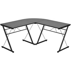 Scrivania per computer a forma di l staccabile ad angolo reversibile 150x150x76 cm Nera