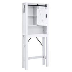 Helloshop26 - Mobile wc sopra wc in legno 3 ripiani con anta scorrevole per bagno 68x22x171cm