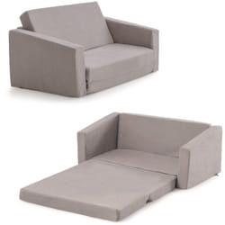 Divano letto per bambini 2 in 1 - 2 posti in flanella tessile con rivestimento sfoderabile e lavabile portata 50 kg per 18-36 mesi grigio