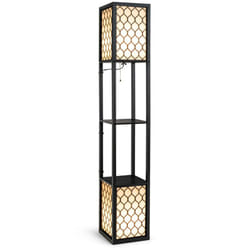Lampada da terra con ripiani, lampada da terra moderna con 2 ripiani portaoggetti base per lampada e27 26 x 26 x 156 cm
