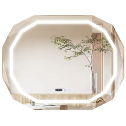 Specchio da bagno ovale con led antiappannamento funzione memory display tempo/temperatura infrangibile
