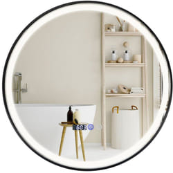 Specchio da bagno rotondo led antiappannamento 3 colori funzione memory display tempo/temperatura infrangibile diametro 60 cm