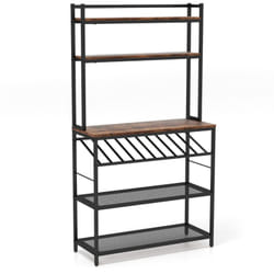 Helloshop26 - Ripiano da cucina per forno a microonde con portabottiglie per 10 bottiglie da cucina con piedini regolabili 90 cm x 35 cm x 165 cm