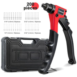 Helloshop26 - Rivettatrice manuale con 200 rivetti e 4 punte per rivetti liberamente intercambiabili con custodia per il trasporto