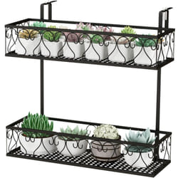 Helloshop26 - Portavasi da fiori sospeso a 2 livelli, carico totale, 30 kg, supporto per piante da balcone in metallo, con ganci regolabili da
