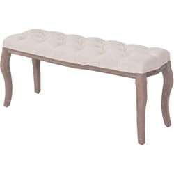 Panca in legno massello di lino 110 x 38 x 48 cm bianco crema
