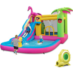 Helloshop26 - Castello gonfiabile tropicale 6 in 1 con scivolo gonfiabile Casa da salto gonfiabile con ventola da 680 w 50 palline oceaniche carico