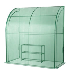 Helloshop26 - Serra da giardino addossata in pe 198,5 x 98 x 215 cm con ripiano per piante 3 livelli 2 porte con cerniera Telaio in acciaio